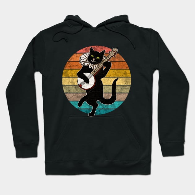 Vintage Cat Playing Banjo Hoodie by valentinahramov